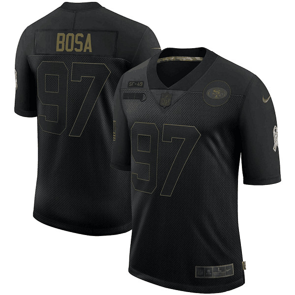 Men's San Francisco 49ers #97 Nick Bosa Black NFL 2020 Salute To Service Limited Stitched Jersey
